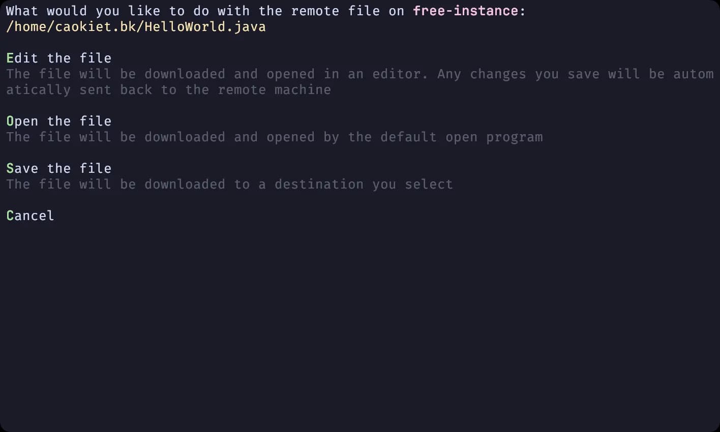 Remote file actions