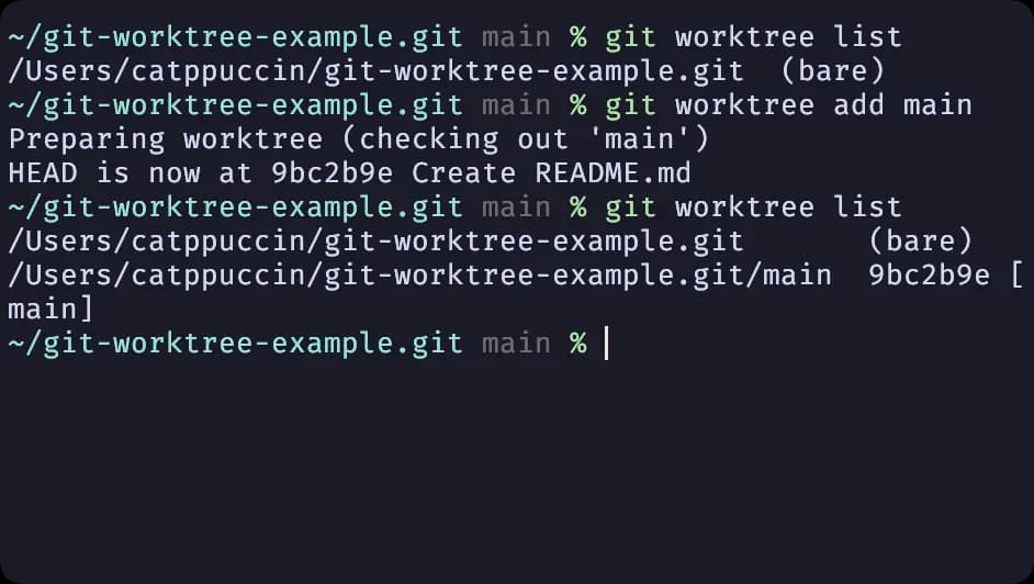 Git clone bare add worktree